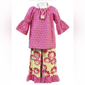 Just Ducky Originals peasant top and ruffle pants outfit size 5 girls